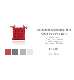 Morris Two Tone Melange-RED-16x16-CHAIR PAD 6B