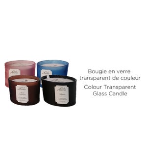 Colour Transparent Glass Candle Asst. - 11x18 - 12B