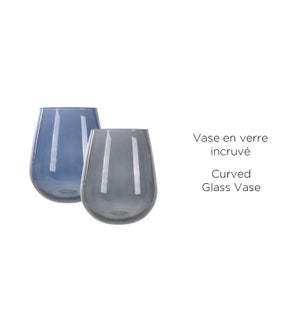 Curved Glass Vase - 15x19.5 Ass. Blue/Smoked- 6B