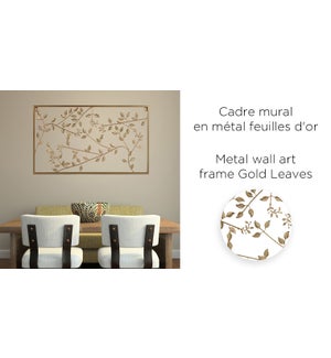 Metal wall art frame Gold Leaves 33x55 - 6B