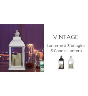Vintage 3 Candle Lantern - White  23.5x23.5x51 - 2B