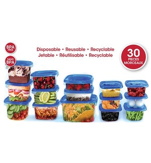 30 PLASTIC FOOD CONTAINER DISPOSABLE / RECYCLABLE / REUSABLE