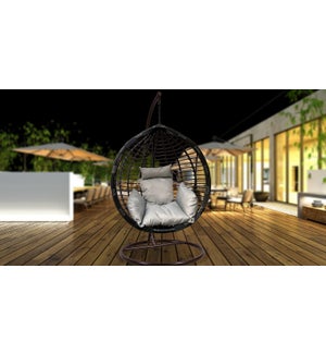 Single Swing chair with stand  Charcoal frame, grey cushion