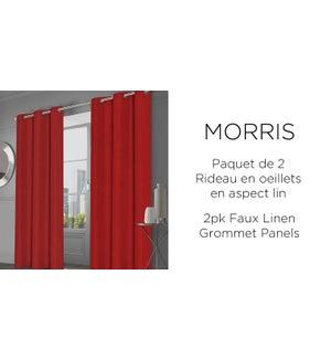 2 pk Morris  faux linen-RED-42 x 84-GROMMET PANEL 6B