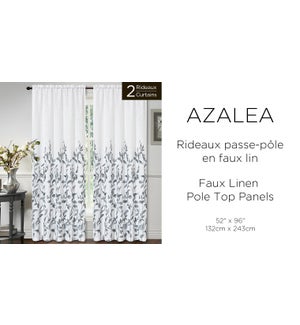AZALEA 2 pk faux linen pole top panels 52X96 white/grey 6/B