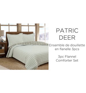 3PC PATRIC DEER cotton FLANNEL-Grey-King 104x92-comforter se