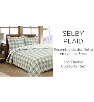 3PC SELBY PLAID cotton FLANNEL-Grey-K 104x92-comforter set 2