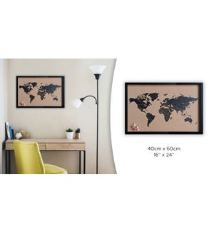 World Map Cork Board - 40x60 - 12B