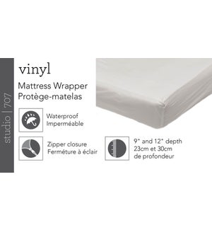 Vinyl Mattress Wrapper White 39x75+12"Twin 6B