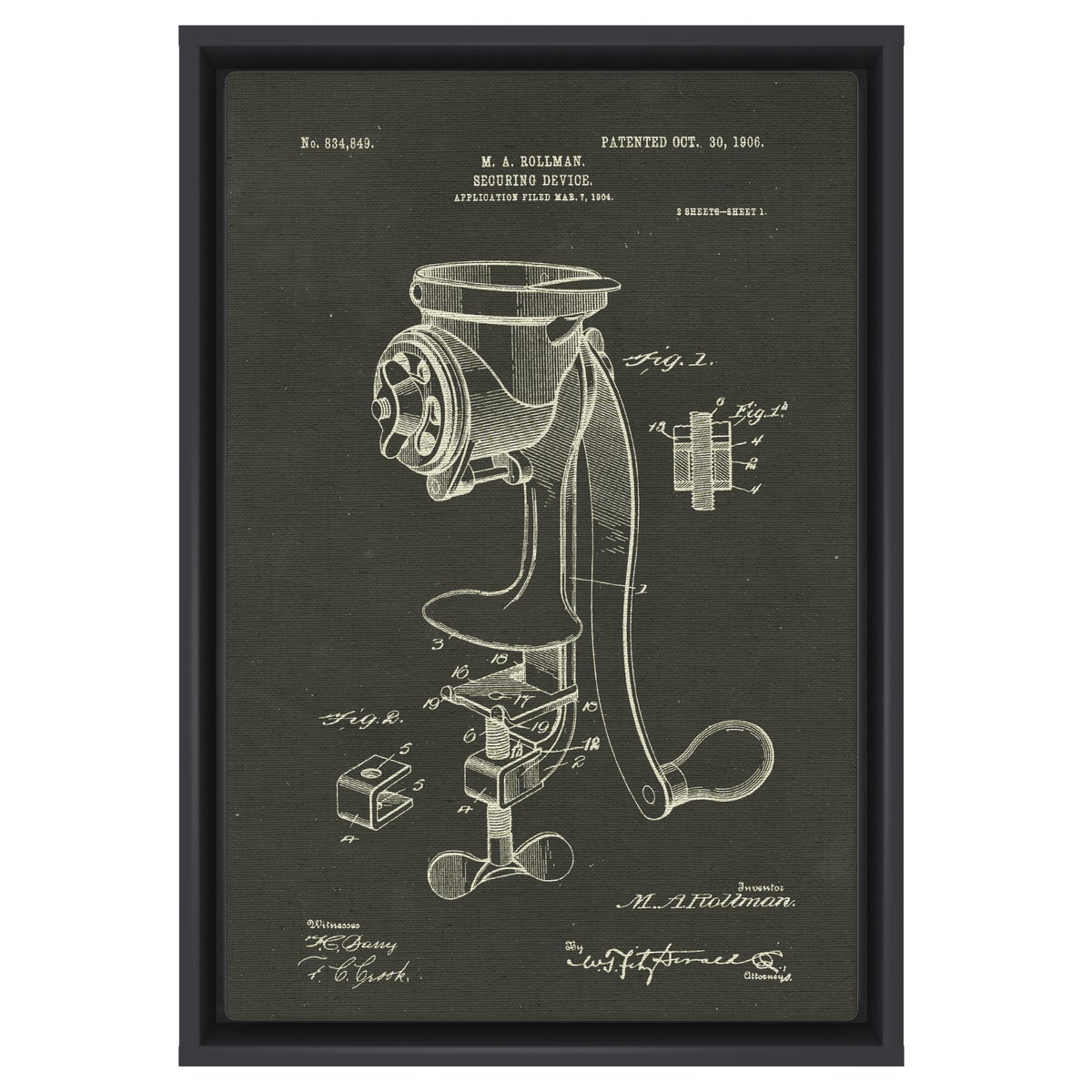 Coffee Mill Securing Device chalk finish