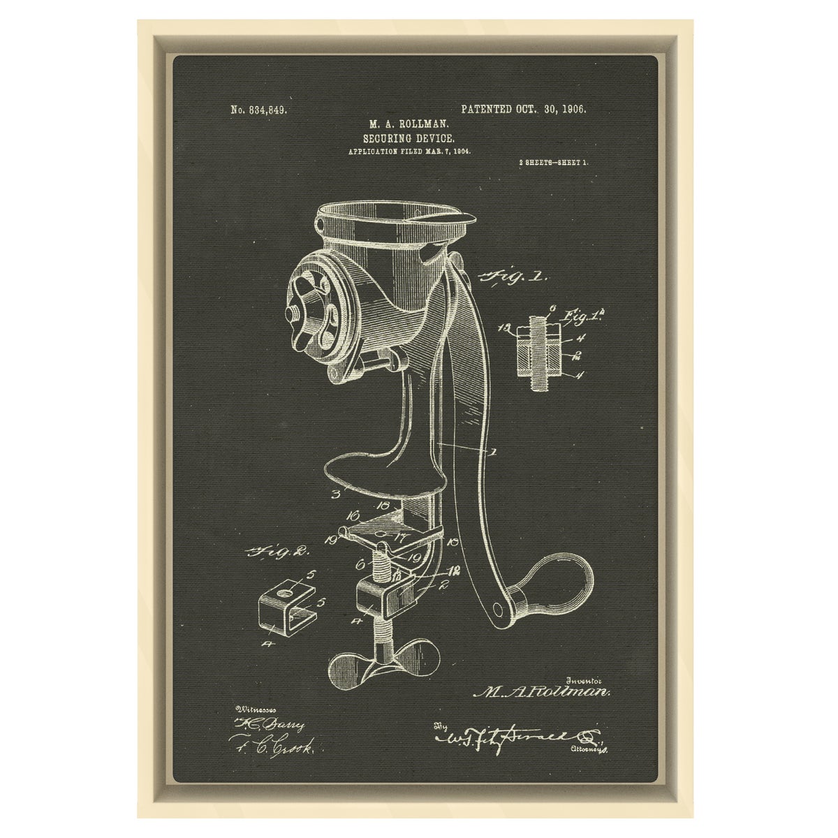 Coffee Mill Securing Device chalk finish
