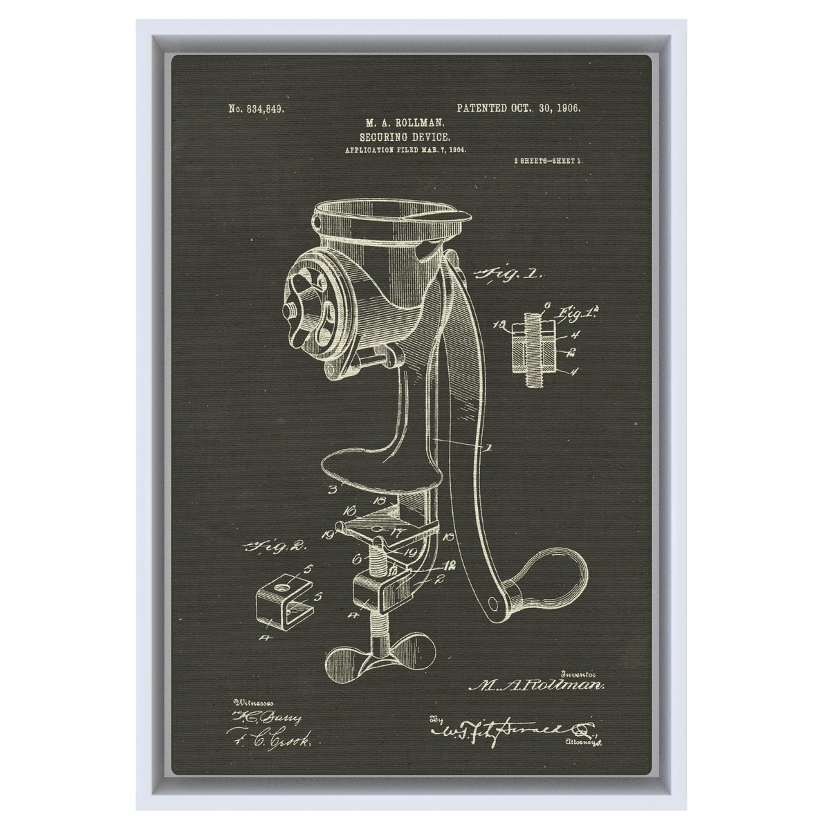 Coffee Mill Securing Device chalk finish
