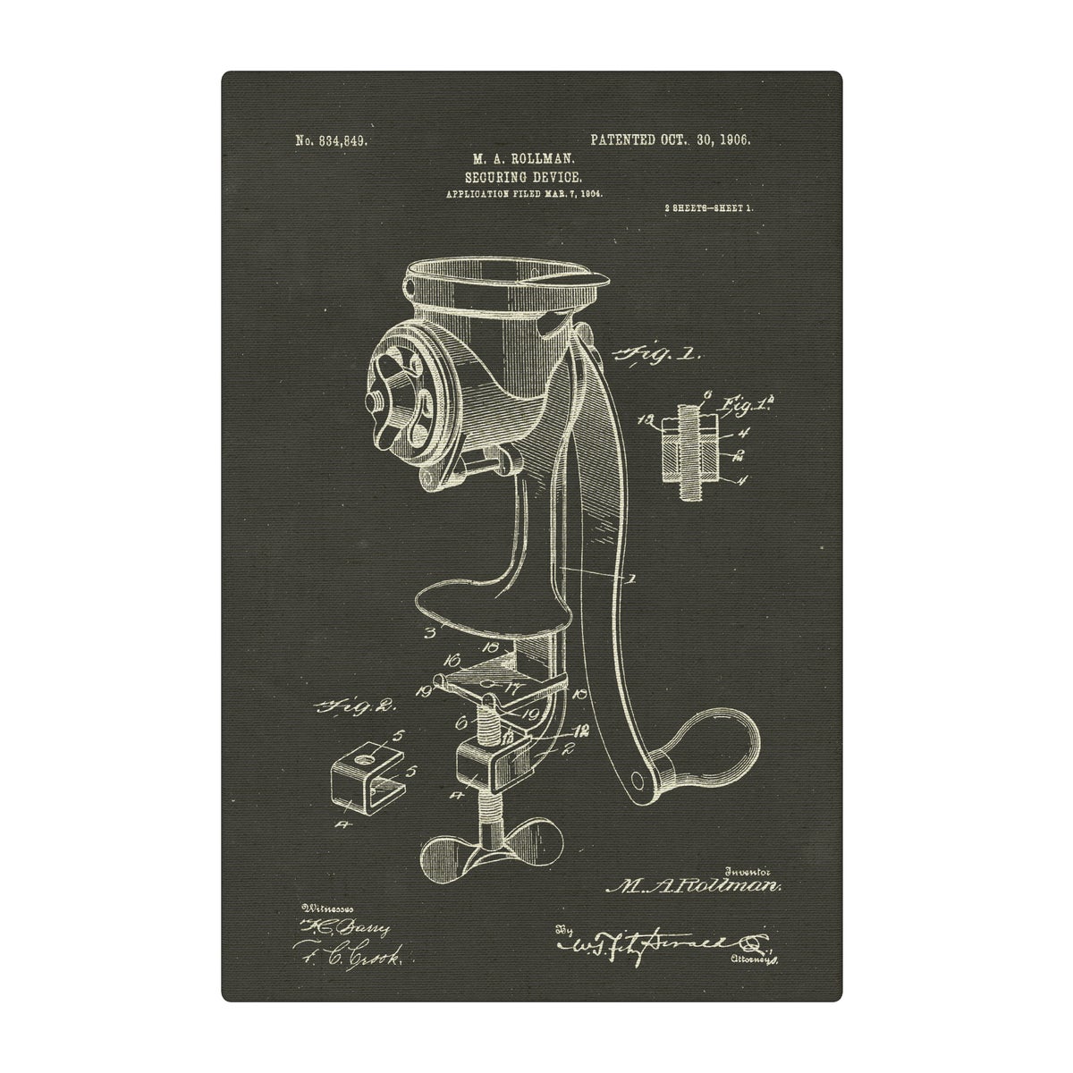 Coffee Mill Securing Device chalk finish