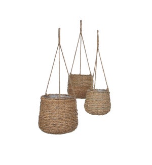 Avalon basket hanging l. brown set of 3 - 11.75x35.5"