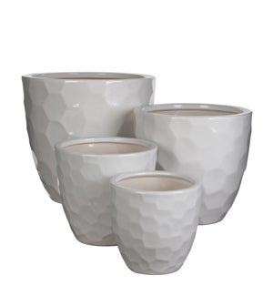 Diamond pot round white set of 4 - 11.75x10.75"