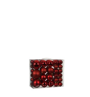 Bauble unbreakable red 46 pieces - 2.25x3.25x1.5"