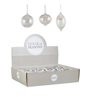 Bauble glass clear 3 assorted display - 3.25x3.5"