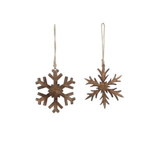 Ornament snowflake brown 2 assorted - 6.25"