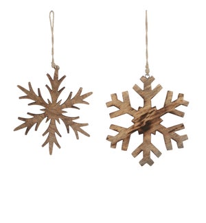 Ornament snowflake brown 2 assorted - 8.25"