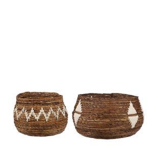Thelma basket round brown set of 2 - 18.5x10.75"