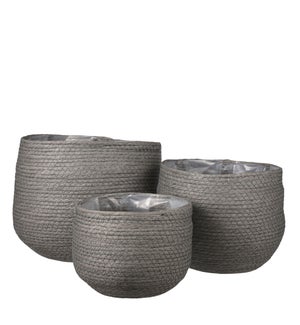 Jorck basket round grey set of 3 - 10.25x9.5"