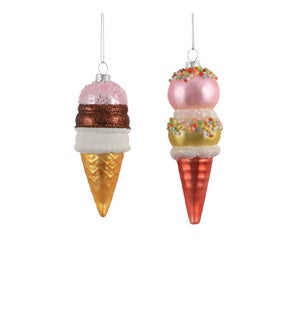 Ornament icecream pink 2 assorted - 2.25x6.25"