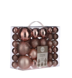 Tree decoration unbreakable l. pink 46 pieces - 2.25x3.25x1.5"