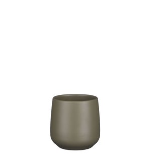 Amber pot round green matt - 4.75x4.5"