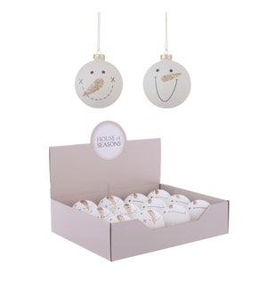 Ornament ball white 2 assorted display - 3.25"