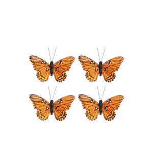 Clip butterfly orange 4 pieces - 2x3.75x0.75"