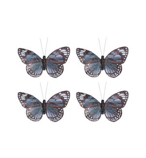 Clip butterfly blue 4 pieces - 2.25x4.5x0.75"