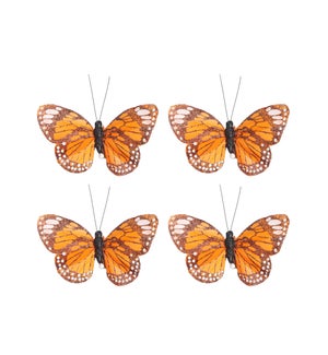 Clip butterfly orange 4 pieces - 2.25x4.5x0.75"