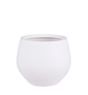 Douro pot round white matt - 11.5x9.75"