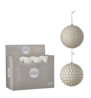 Ornament ball white 2 assorted display - 4"