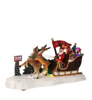 Scenery Santa in Sleigh battery operated - 14.5x5.75x6.25"