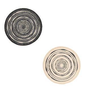 Placemat round black 2 assorted - 15"