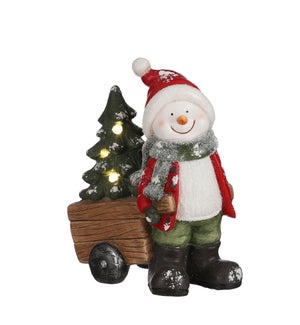 Snowman battery operated red - 12.5x8x16"
