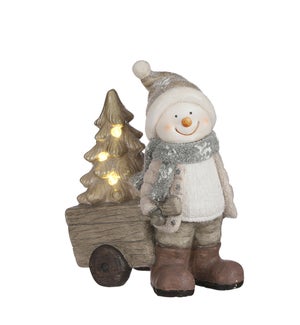 Snowman battery operated grey - 12.5x8x16"