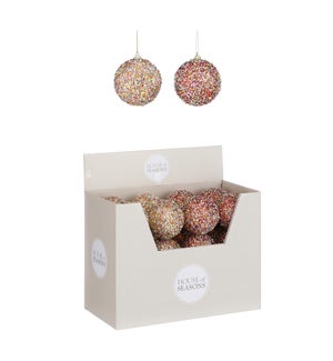 Bauble unbreakable red gold 2 assorted display - 3.25x3.25"