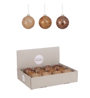 Bauble glass 3 assorted display - 3.25x3.25"
