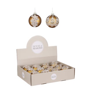 Bauble glass sequins gold 2 assorted display - 3.25"