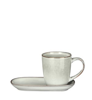 Tabo cup and saucer grey - 7x3.25x4"
