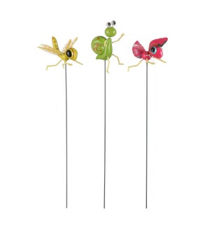 Garden stake dragonfly bee snail pink green yellow 3 assorted - 4x6x26.5"
