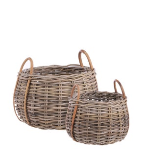 Cameo basket grey set of 2 - 17.25x15.75"