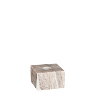 Candleholder square marble l. brown - 3.25x3.25x2"