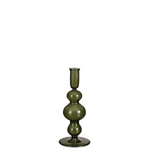 Trent candleholder glass d. green - 3.5x9"