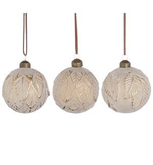 Bauble glass gold 3 assorted display - 3.25"