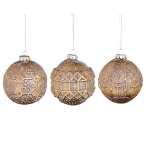 Bauble glass lilac 3 assorted display - 3.25"