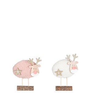 Deer white pink 2 assorted - 7x1.75x8.75"