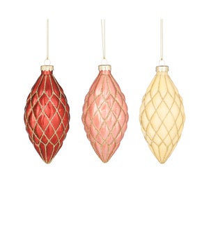 Ornament pine cone 3 assorted display - 2.25x5"